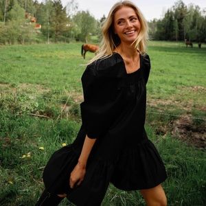 H&M | Puff Sleeve Black Mini Dress NWT